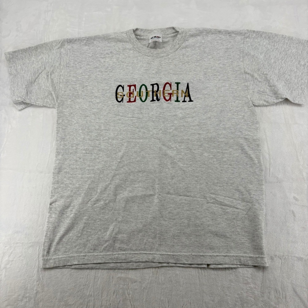 Nu Sport T-Shirt Mens Large Tee‎ Gray Georgia Southern Vintage Made in USA